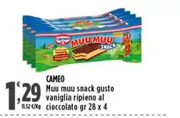 Rossotono Carrefour Cameo Muu muu snack gusto vaniglia ripieno al cioccolato offerta