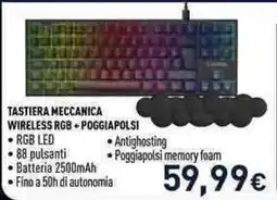 Unieuro Tastiera meccanica wireless RGB + poggiapolsi offerta