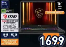Unieuro MSI Gaming Crosshair 16 HX offerta