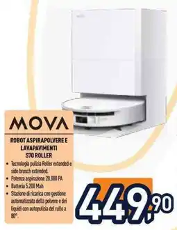 Unieuro Mova robot aspirapolvere e lavapavimenti S70 Roller offerta