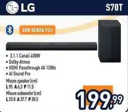 Unieuro LG S70T subwoofer offerta