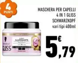 Conad City Maschera per capelli 4 in 1 gliss schwarzkopf offerta