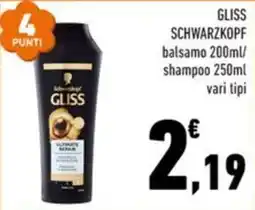Conad City Gliss balsamo shampoo offerta