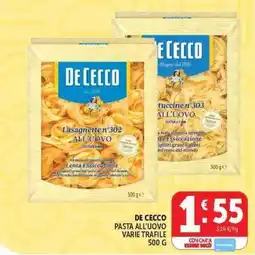 Deco Supermercati De Cecco pasta all'uovo varie trafile offerta