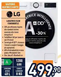 Unieuro Lavatrice slim LG offerta