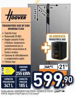 Unieuro Hoover frigorifero side by side offerta