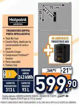 Unieuro Frigorifero doppia porta Hotpoint Ariston offerta