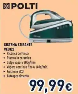 Unieuro Polti sistema stirante ve3020 offerta