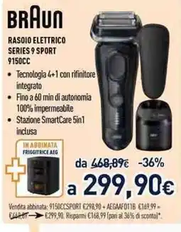 Unieuro Rasoio elettrico Braun Series 9 Sport 9150CC offerta