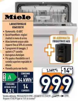 Unieuro Miele lavastoviglie G5653SCVI offerta