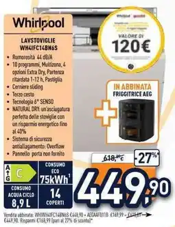 Unieuro Whirlpool Lavastoviglie offerta