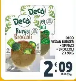 Deco Supermercati Decò Burger Broccoli offerta