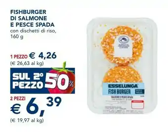 Esselunga Esselunga fishburger di salmone e pesce spada 160 g offerta