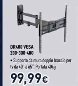 Unieuro Supporto da muro doppio braccio DR400 VESA offerta
