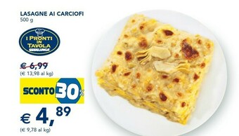 Esselunga Lasagne ai carciofi 500 g offerta