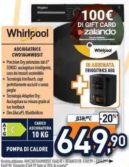 Unieuro Whirlpool asciugatrice offerta