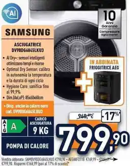 Unieuro Asciugatrice Samsung offerta