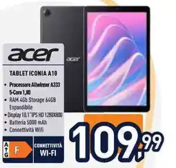 Unieuro Acer Tablet Iconia A10 offerta