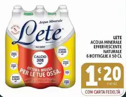 Deco Supermercati Lete acqua minerale effervescente naturale offerta