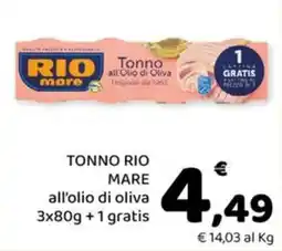 Conad City Tonno Rio Mare all'olio di oliva offerta