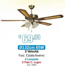 Centro Brico Ventilatore a soffitto con lampade offerta