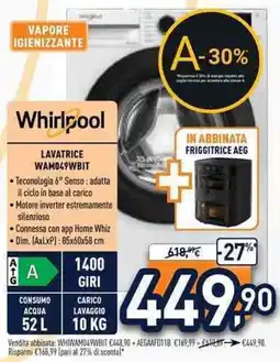 Unieuro Whirlpool lavatrice WAM049WBIT offerta