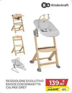 Bimbo Store Seggiolone evolutivo Enock con sdraietta Calmee Grey Kinderkraft offerta