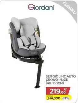 Bimbo Store Giordani Seggiolino Auto Crono I-Size offerta