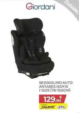 Bimbo Store Giordani Seggiolino auto Antares Isofix offerta