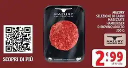 Deco Supermercati Mazury selezione di carni marezzate hamburger di bovino adulto offerta