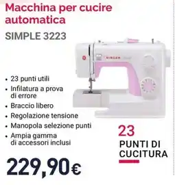 Unieuro Macchina per cucire automatica SIMPLE 3223 offerta