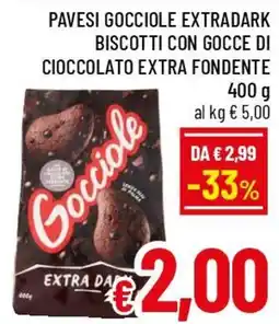 A&O Pavesi Gocci ole Extra Dark Biscotti con Gocce di Cioccolato Extra Fondente offerta