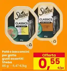 Despar Paté o bocconcini per gatto Sheba Classics offerta