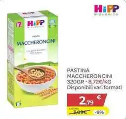 Bimbo Store HiPP Biologico Pasta Maccheroncini offerta