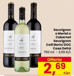 Despar Sauvignon o Merlot o Cabernet Sauvignon Colli Berici DOC Casa Defrà offerta