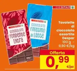 Despar Tavolette di cioccolato assortite Despar offerta