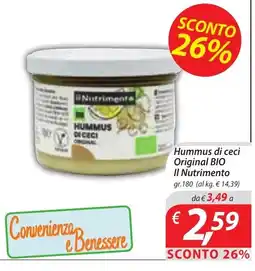 DiMeglio Hummus di ceci Original BIO Il Nutrimento offerta