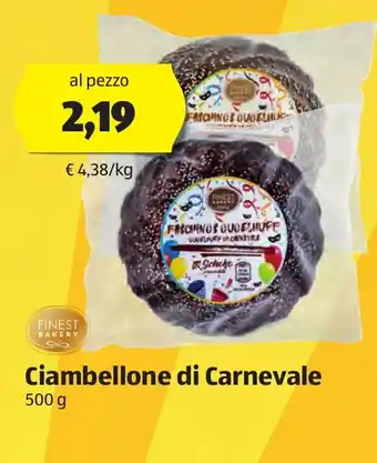 ALDI Finest Bakery Ciambellone di Carnevale 500g offerta