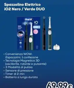 Unieuro Spazzolino Elettrico iO2 Nero / Verde DUO offerta