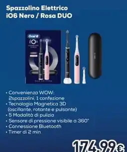Unieuro Spazzolino Elettrico iO6 Nero / Rosa DUO offerta