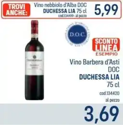 Talento Professional Store Vino Barbera d'Asti DOC Duchessa Lia offerta