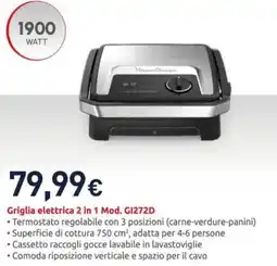 Unieuro Griglia elettrica 2 in 1 Mod. GI272D offerta