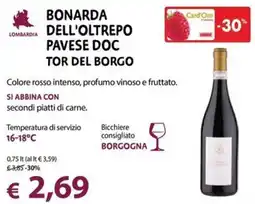 Cadoro Bonarda dell'Oltrepò Pavese DOC Tor del Borgo offerta