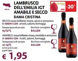 Cadoro Lambrusco dell'Emilia IGT Amabile e Secco Dama Cristina offerta