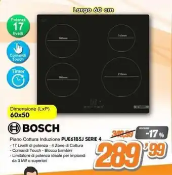 Piano Cottura Induzione PUE61B5J Serie 4 Bosch