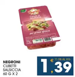 SeBón Supermercati Negroni cubetti salsiccia offerta
