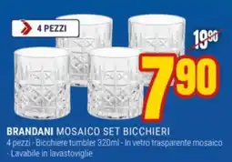 Schiavotto Brandani Mosaico set bicchieri offerta