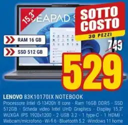Schiavotto Lenovo 83K10170IX Notebook offerta