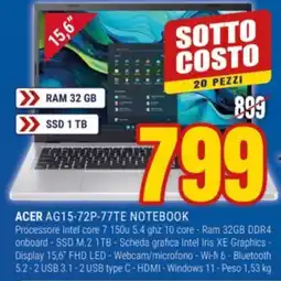Schiavotto Acer AG15-72P-77TE Notebook offerta