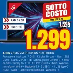 Schiavotto ASUS V3607VM-RP036WS NOTEBOOK offerta